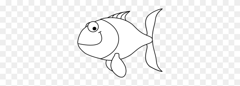 298x243 Мультфильм Рыба Картинки - Черно-Белый Клипарт Рыба