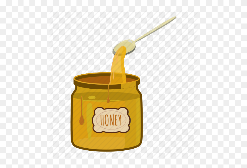 512x512 Cartoon, Food, Glass, Honey, Jar, Spoon, Sweet Icon - Honey Jar PNG
