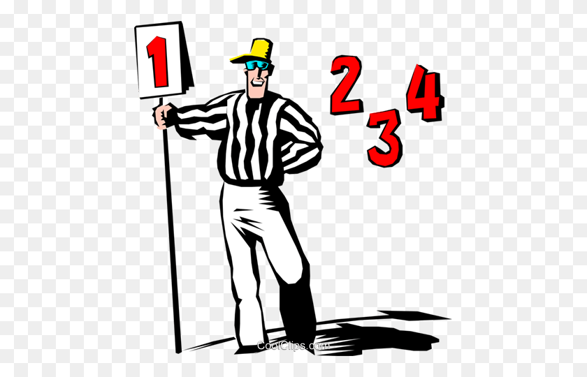 455x480 Cartoon Football Referee Royalty Free Vector Clip Art Illustration - Referee Clipart