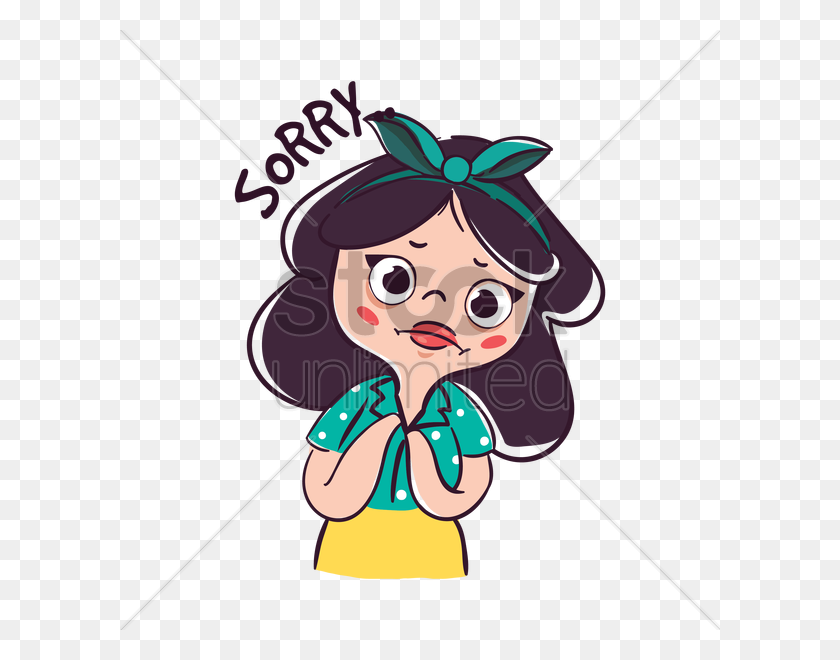 600x600 Cartoon Girl Feeling Sorry Vector Image - Sorry PNG