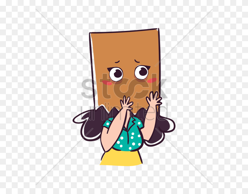 600x600 Cartoon Girl Hiding Behind Paper Bag Vector Image - Hide Clipart