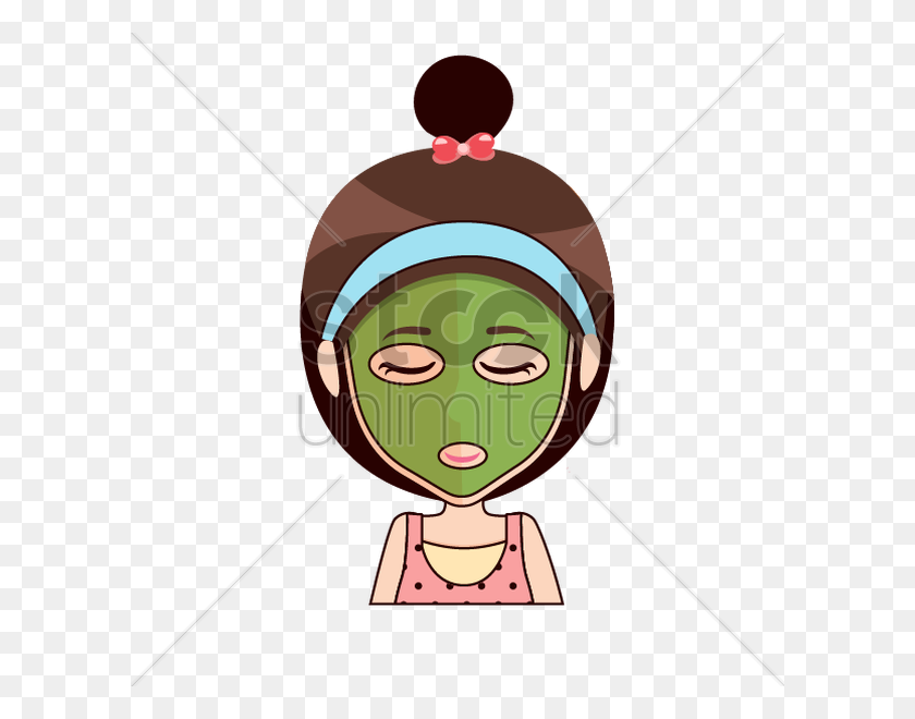 600x600 Cartoon Girl With Beauty Mask Vector Image - Face Mask PNG
