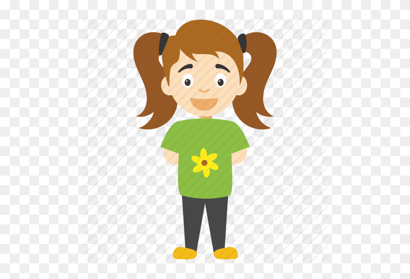 512x512 Cartoon Girl With Ponytail, Cute Cartoon Girl, Cute Little Girl - Cartoon Girl PNG