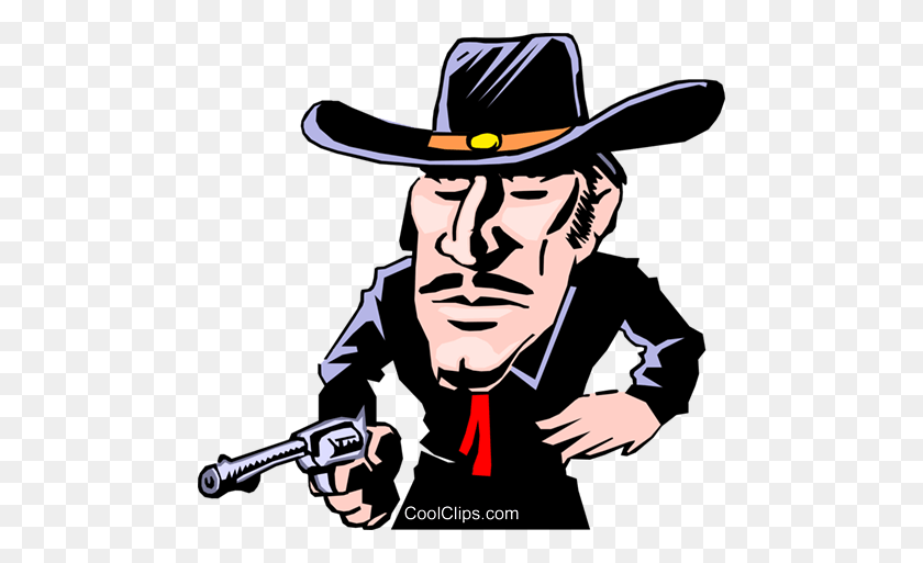 480x453 Cartoon Gunslinger Royalty Free Vector Clipart Ilustración - Outlaw Clipart