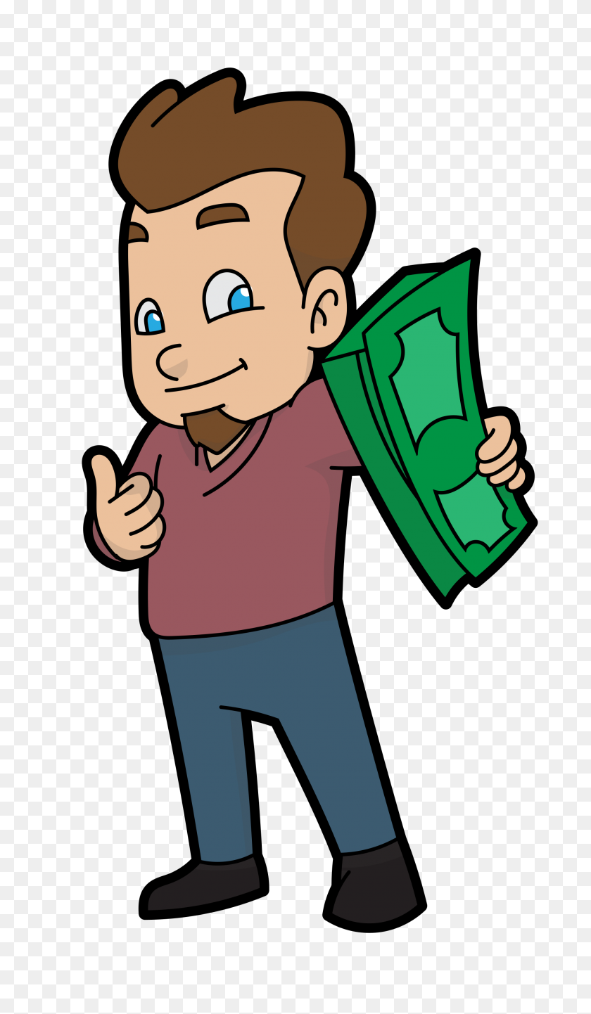 2000x3546 Cartoon Guy Sharing His Money - Cartoon Money PNG