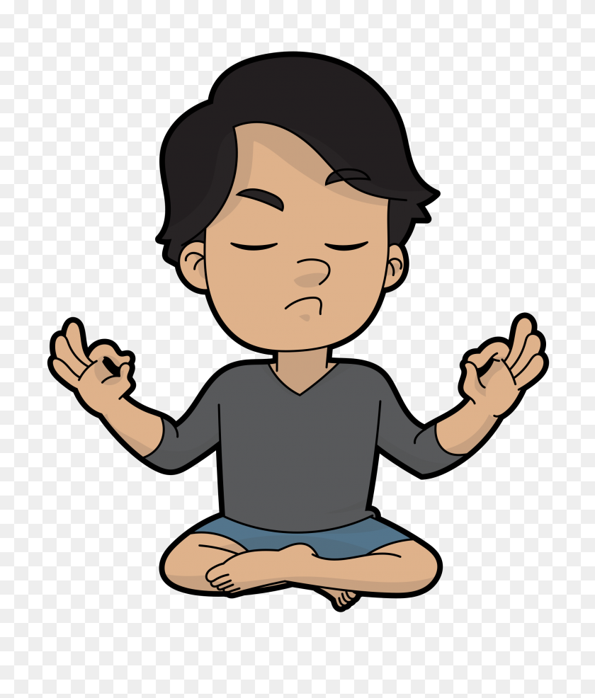 2000x2376 Cartoon Guy Trying To Meditate - Guy PNG