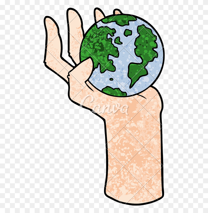 490x800 Cartoon Hand Holding Whole Earth - Cartoon Hand PNG