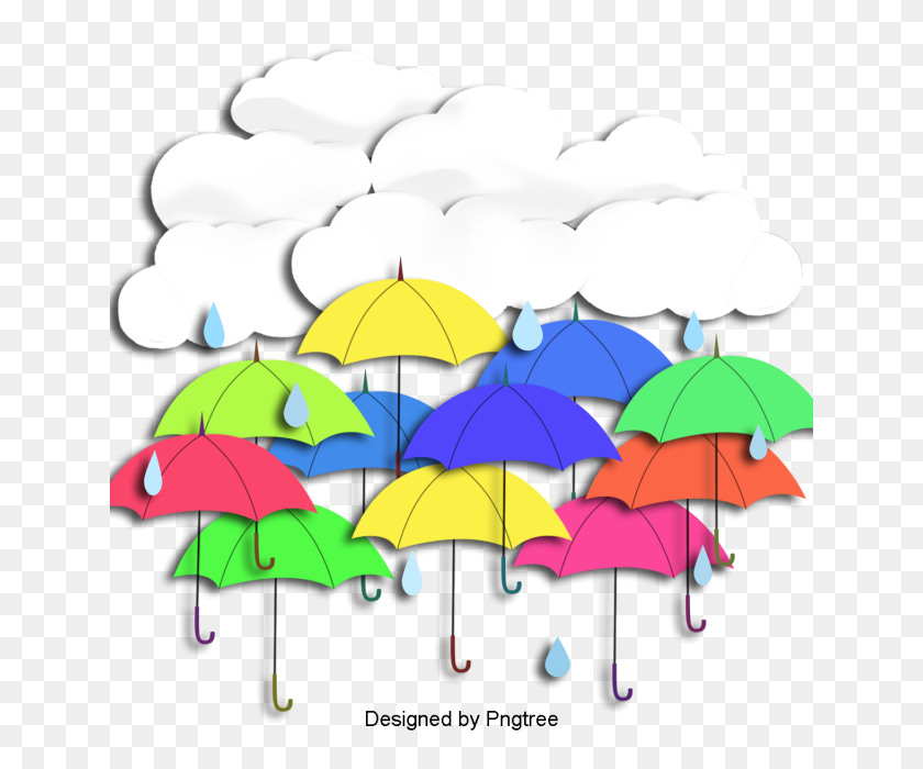 640x640 Cartoon Hand Painted Clouds Rain Lovely, Clouds, Raindrops, Cute - Cartoon Clouds PNG