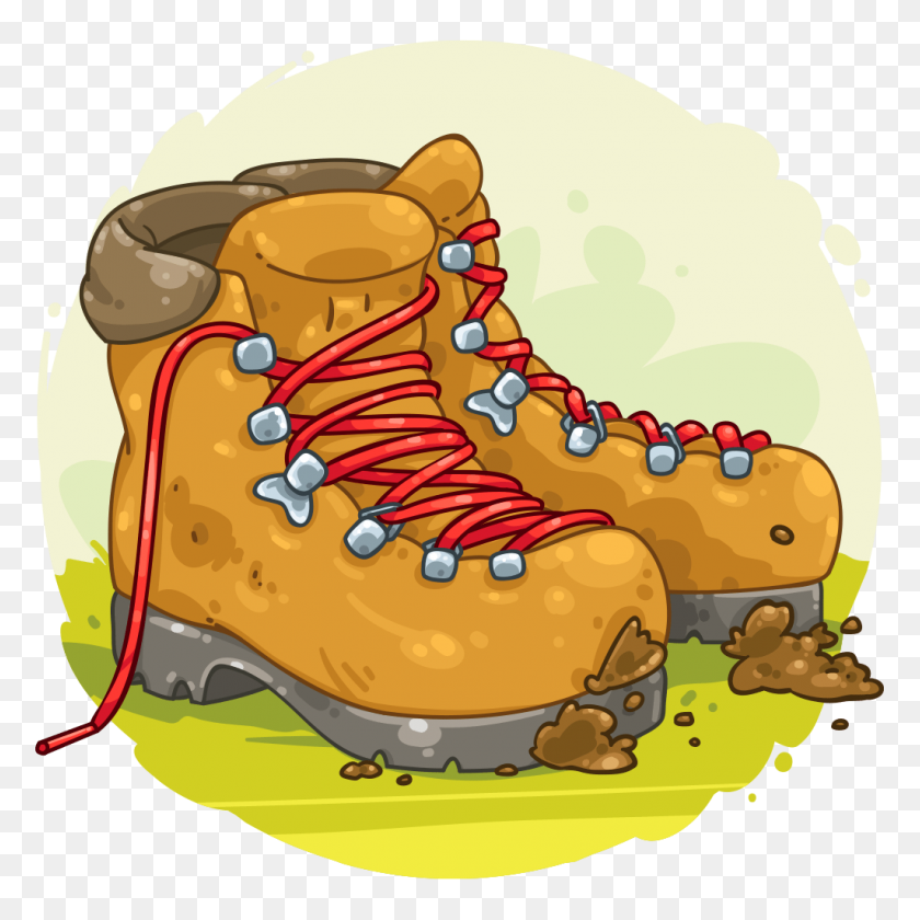 1024x1024 Cartoon Hiking Boot Clip Art - Hiking Boots Clipart