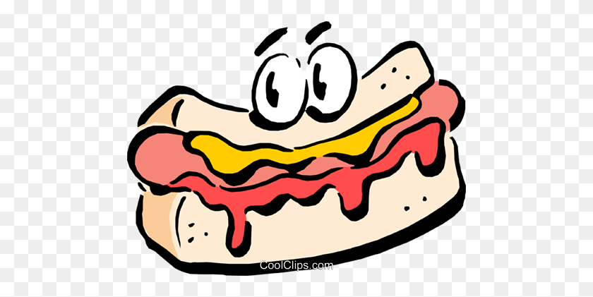 480x361 Cartoon Hotdog Royalty Free Vector Clip Art Illustration - Hot Dog Clipart