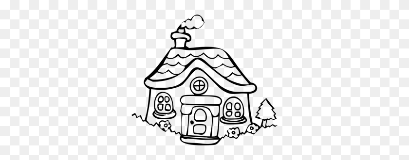 300x270 Cartoon House - Farmhouse Clipart Black And White
