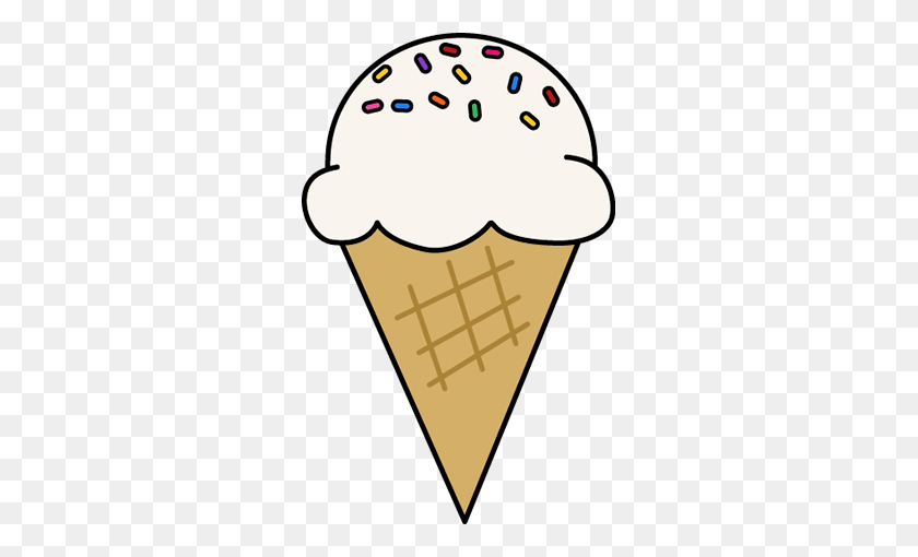 287x450 Cartoon Ice Cream Cone With Sprinkles - Waffle Cone Clip Art