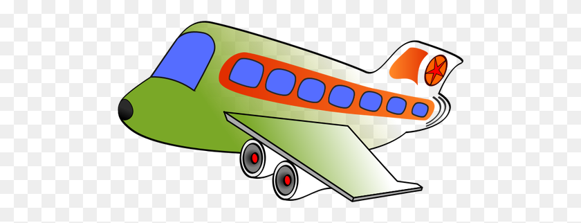 500x262 Мультфильм Изображение Пассажирского Самолета - Взлетающий Самолет Клипарт