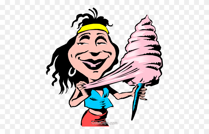 470x480 Cartoon Lady With Candy Floss Royalty Free Vector Clip Art - Floss Clipart