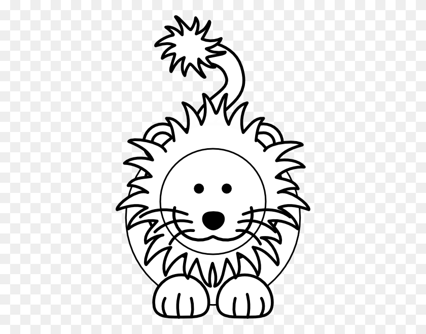 384x598 Cartoon Lion Bw Clip Art - Lioness Clipart