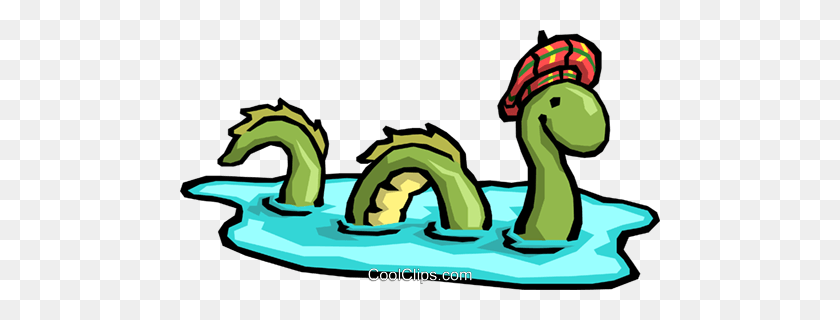 480x260 Cartoon Loch Ness Monster Royalty Free Vector Clip Art - Monsters Clipart Free