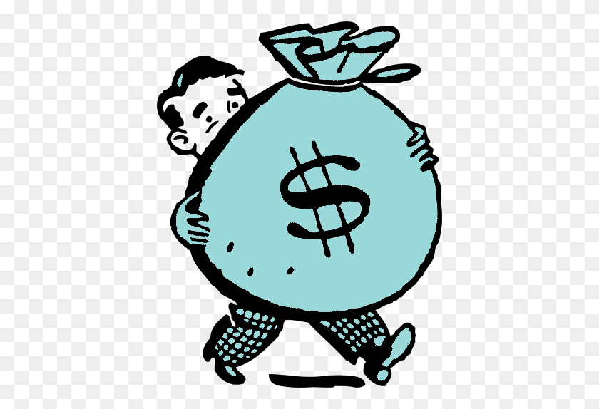 400x514 Cartoon Man Holding Money Bag Teallight Cove Street Capital - Money Cartoon PNG
