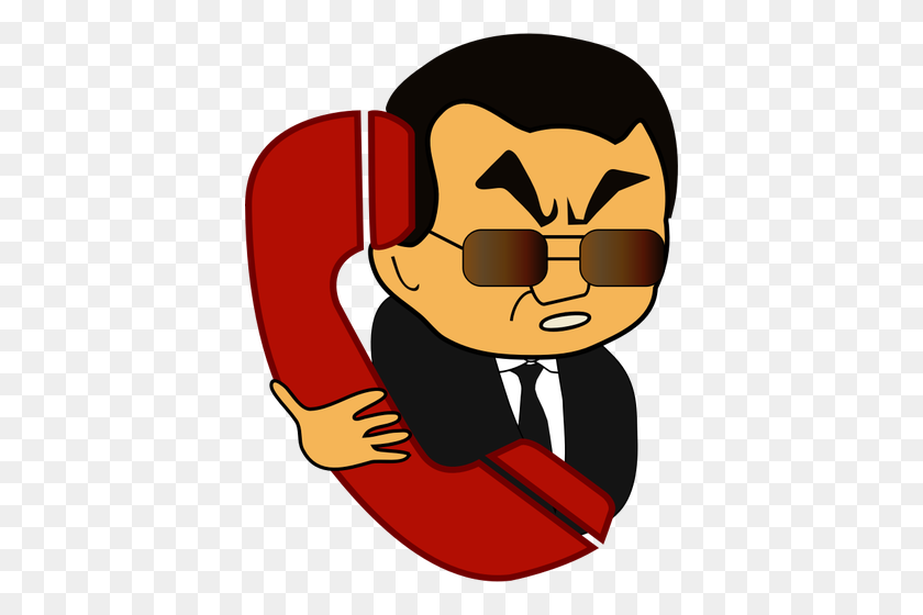 394x500 Cartoon Man On The Phone - Cartoon Phone PNG