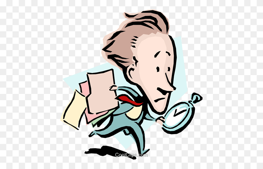 455x480 Cartoon Man Running For An Appointment Royalty Free Vector Clip - Running Clipart Free