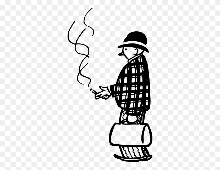 324x590 Hombre De Dibujos Animados Fumando Un Cigarro Imágenes Prediseñadas - Imágenes Prediseñadas De Humo Blanco Y Negro
