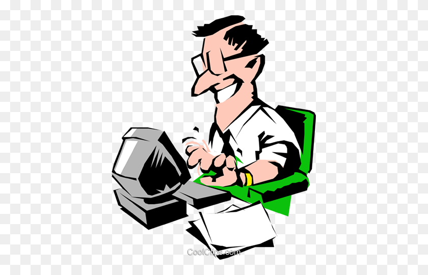 401x480 Cartoon Man Typing - Typing Clipart