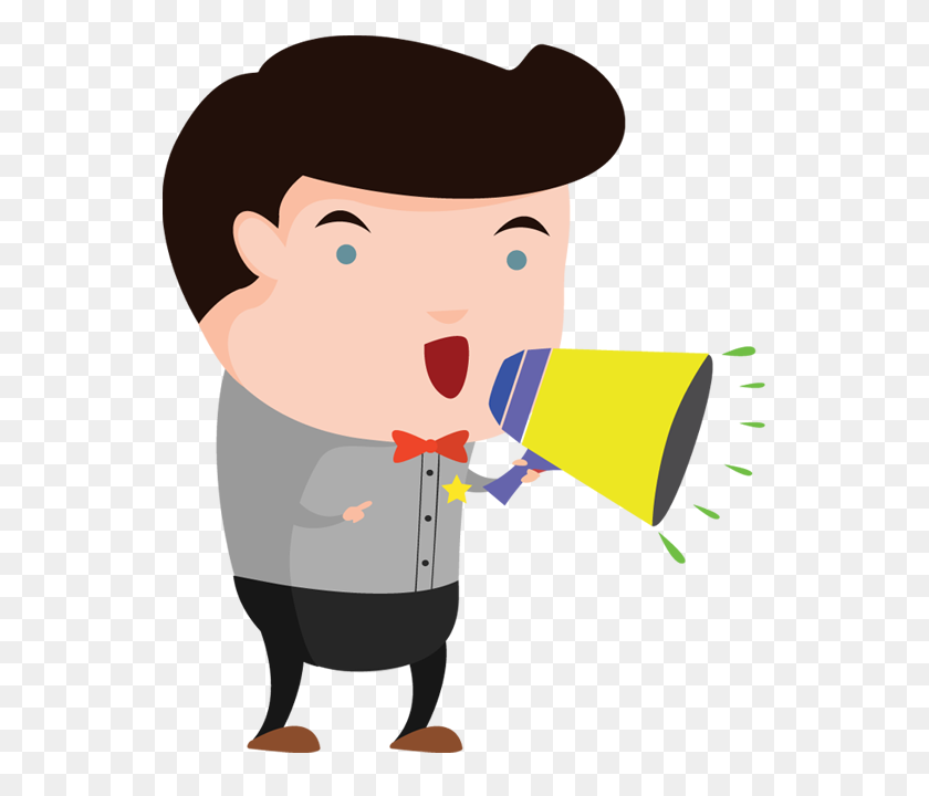 550x660 Cartoon Man With A Loudspeaker - Cartoon Person PNG