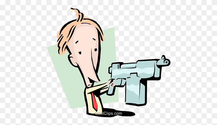 480x426 Hombre De Dibujos Animados Con Pistola Royalty Free Vector Clipart Ilustración - Arma De Dibujos Animados Png