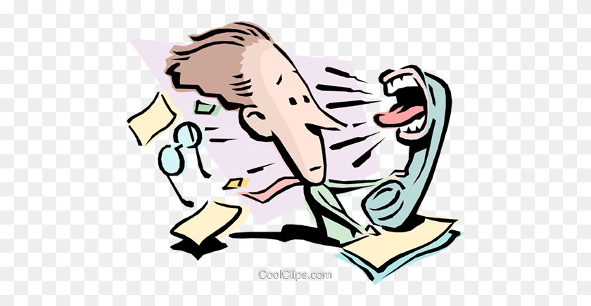 480x376 Cartoon Man With Screaming Telephone Royalty Free Vector Clip Art - Screaming PNG