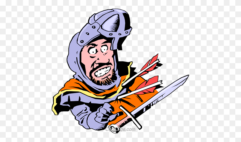 480x435 Cartoon Medieval Guard Royalty Free Vector Clip Art Illustration - Guard Clipart