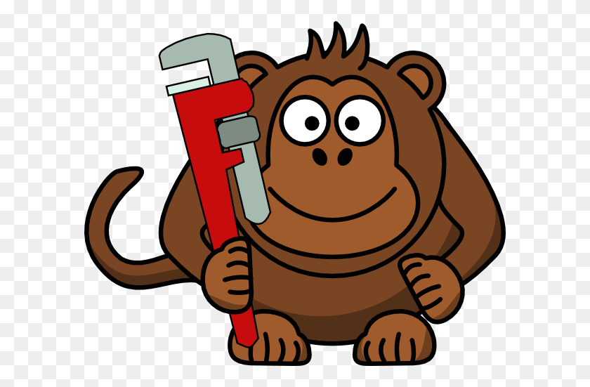 600x491 Cartoon Monkey With Wrench Clip Art - Monkey Wrench Clipart