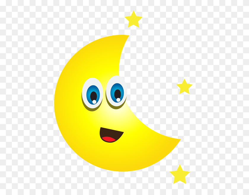 488x600 Cartoon Moon With Stars Png Clip Art - Stars Clipart PNG
