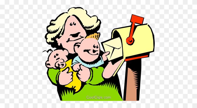 480x400 Cartoon Mother Getting The Mail Royalty Free Vector Clip Art - Mother Clipart