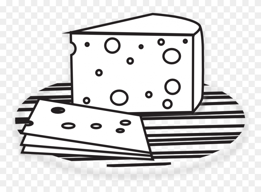 999x715 Ratón De Dibujos Animados Encima De Un Queso - Clipart De Alimentos Saludables En Blanco Y Negro