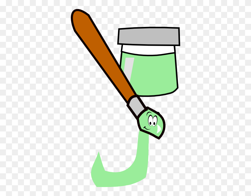 366x596 Cartoon Paintbrush Green Reversed Png, Clip Art For Web - Paint Brush Clip Art PNG