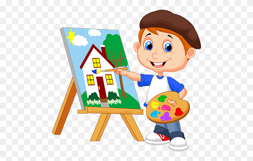 500x474 Cartoon Painter Clipart - Kids Painting Clipart