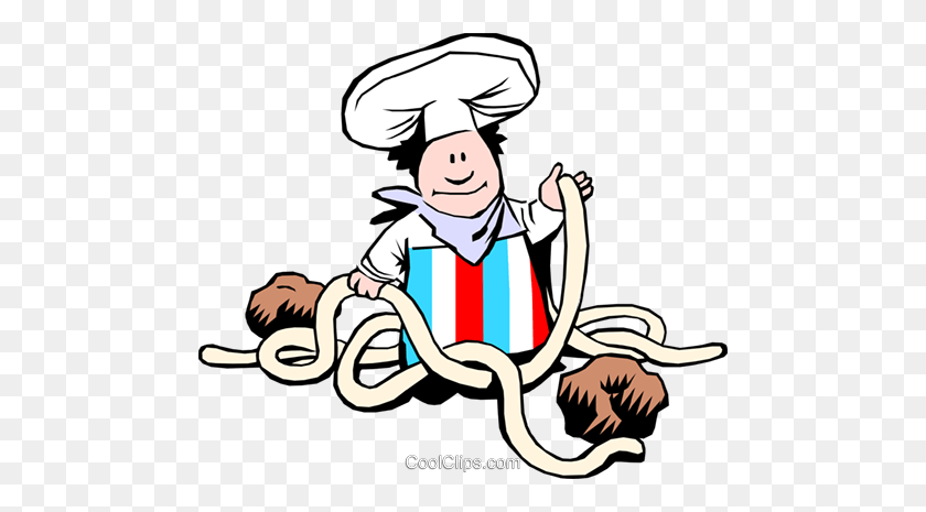 480x405 Cartoon Pasta Chef Royalty Free Vector Clip Art Illustration - Pasta Clip Art