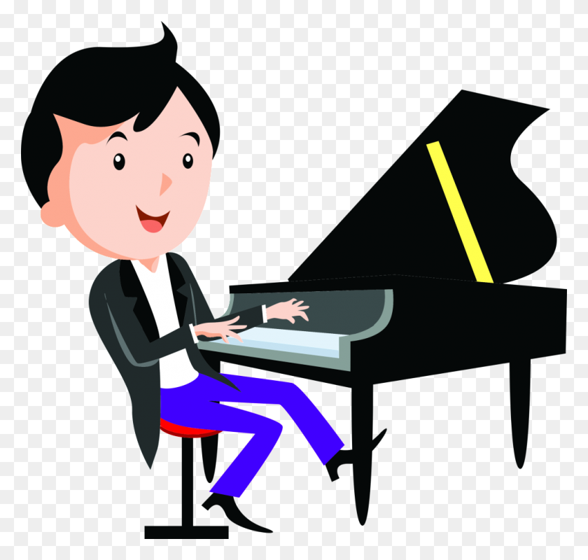1024x972 Cartoon Piano Child Playing Piano Free Png Download Png Vector - Children Playing PNG