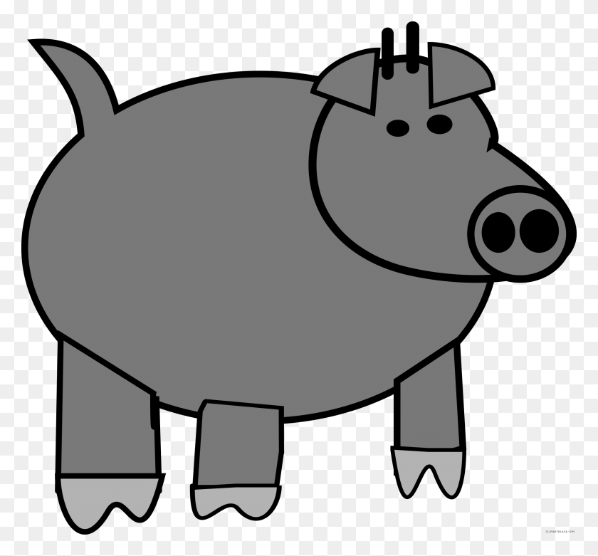 2400x2220 Cartoon Pig Animal Free Black White Clipart Images - Black And White Clipart Pig