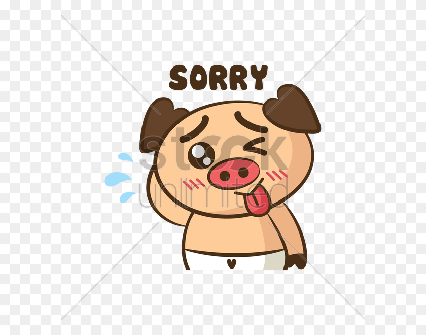 600x600 Cartoon Pig Feeling Sorry Vector Image - Sorry Clipart