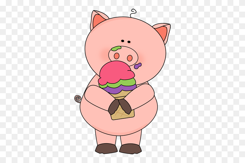330x500 Cartoon Pigs Eating - Small Intestine Clipart