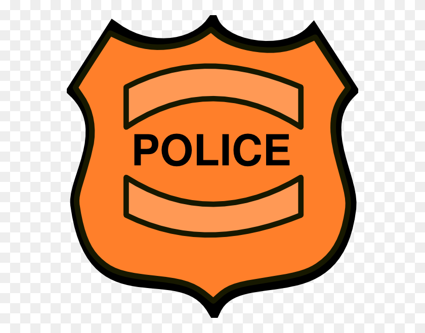 576x599 Cartoon Police Badge Group With Items - Police Siren Clipart