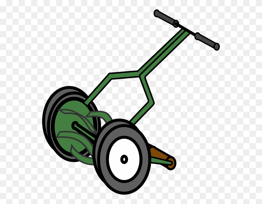 570x596 Cartoon Push Reel Lawn Mower Clip Art - Lawn Mower PNG