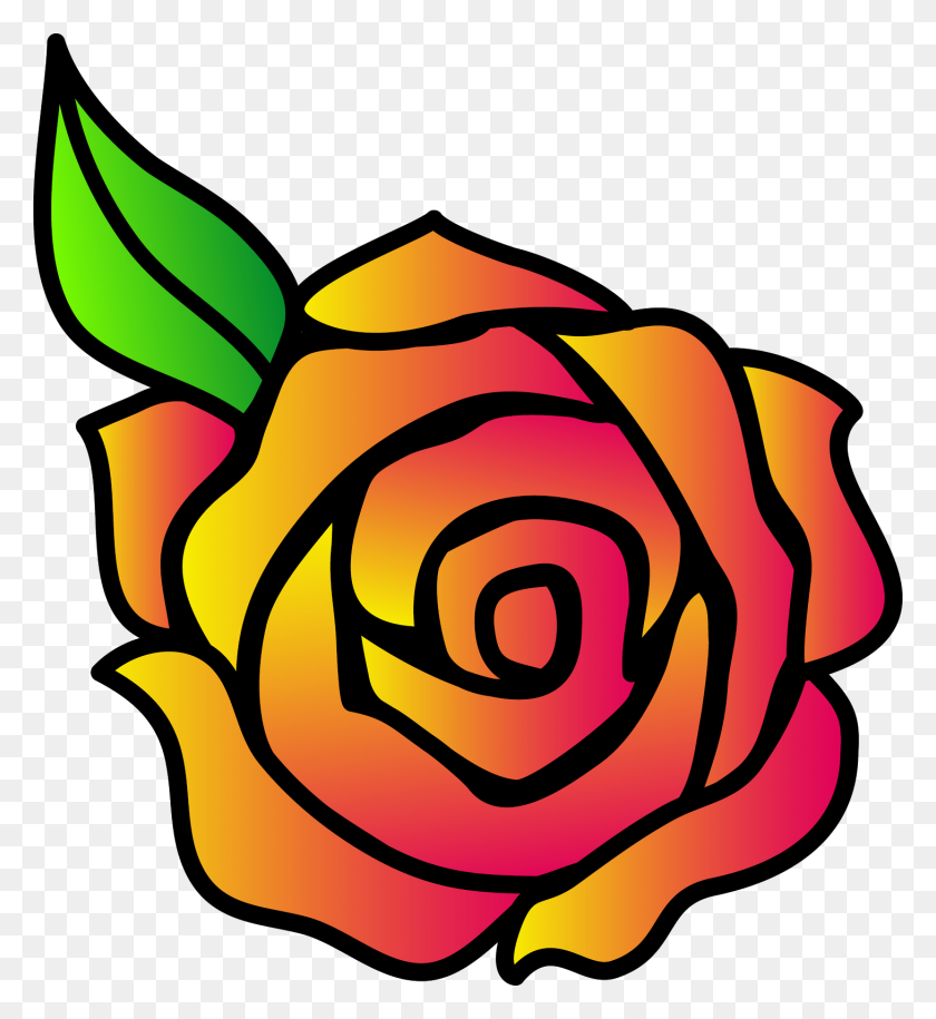 1459x1600 Мультфильм Роза Цветок - Простой Цветочный Клипарт