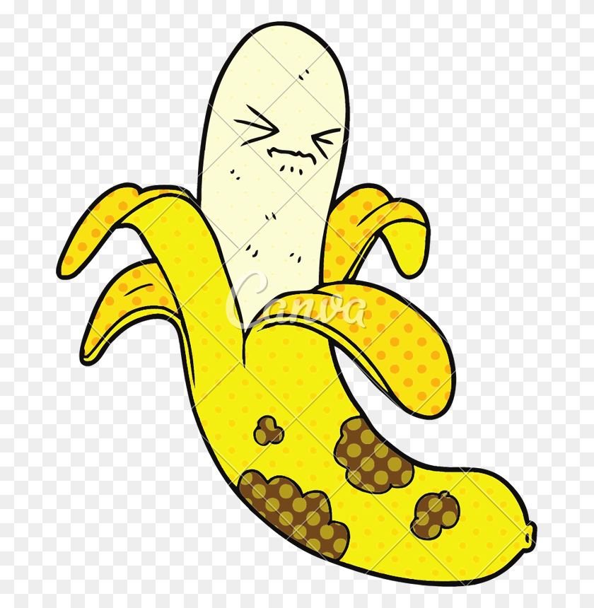 681x800 Cartoon Rotten Banana - Rotten Banana Clipart