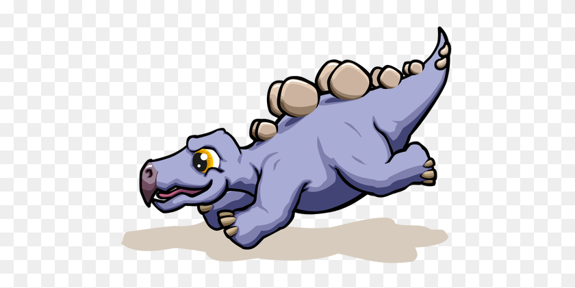 500x361 Cartoon Running Dino - Stegosaurus Clipart