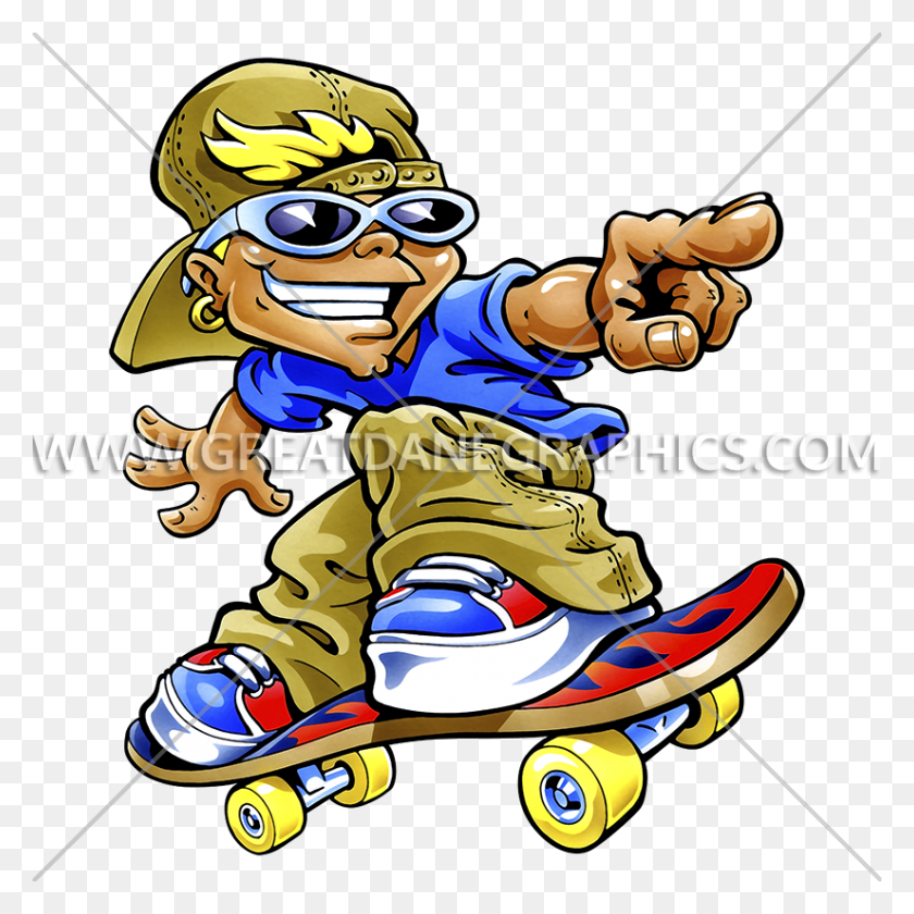 825x825 Cartoon Skateboarder Production Ready Artwork For T Shirt Printing - Skateboarder PNG