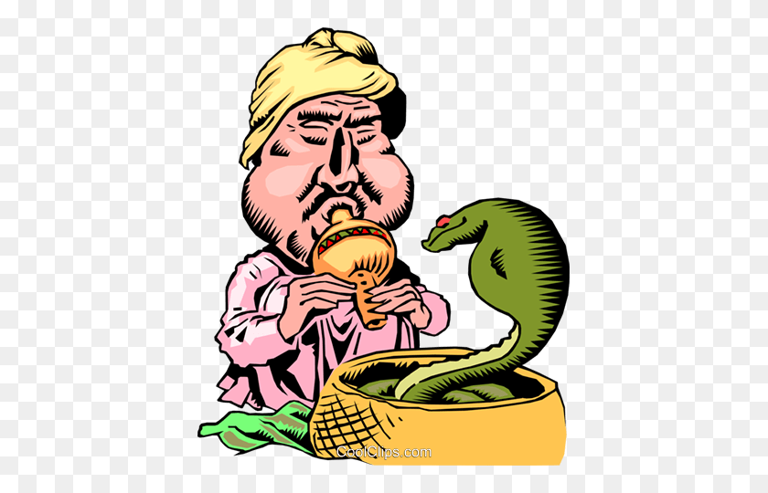 407x480 Cartoon Snake Charmer Royalty Free Vector Clip Art Illustration - Snake Cartoon PNG