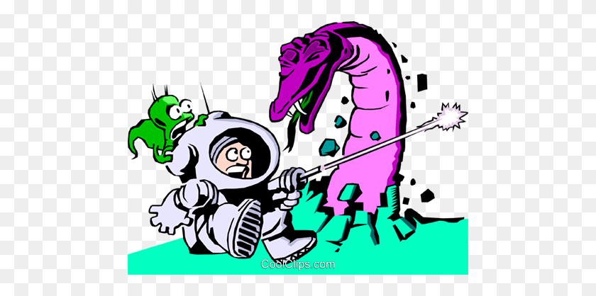 480x358 Cartoon Spacemen Royalty Free Vector Clip Art Illustration - Spaceman Clipart