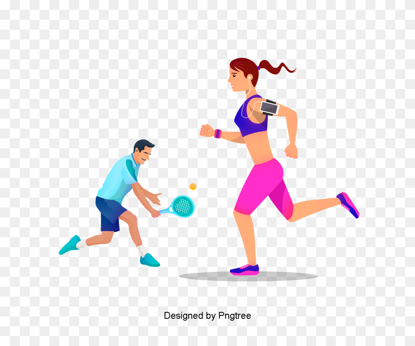 640x640 Cartoon Sports Fitness Exercise Sports People, Table Tennis - Exercise PNG