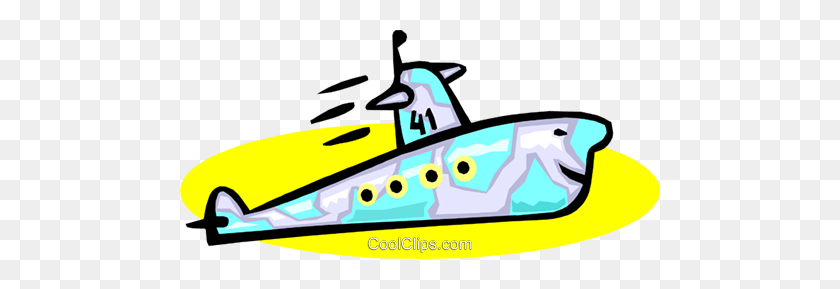 480x229 Cartoon Submarine Royalty Free Vector Clip Art Illustration - Submarine Clipart